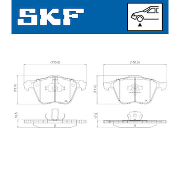 Sada brzdových destiček, kotoučová brzda SKF VKBP 80956