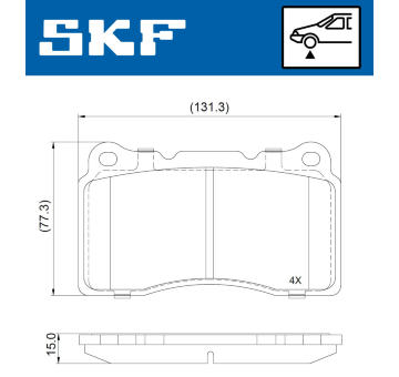 Sada brzdových destiček, kotoučová brzda SKF VKBP 81022