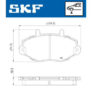 Sada brzdových destiček, kotoučová brzda SKF VKBP 81028