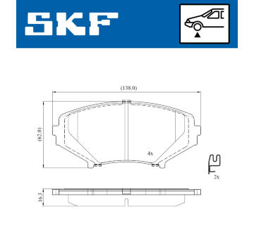 Sada brzdových destiček, kotoučová brzda SKF VKBP 81085 A