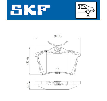 Sada brzdových destiček, kotoučová brzda SKF VKBP 90036