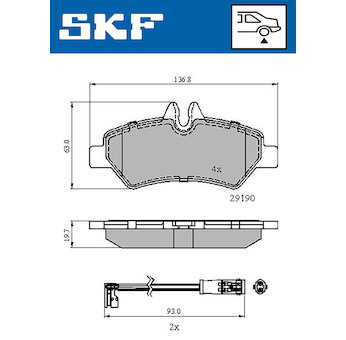 Sada brzdových destiček, kotoučová brzda SKF VKBP 90071 E