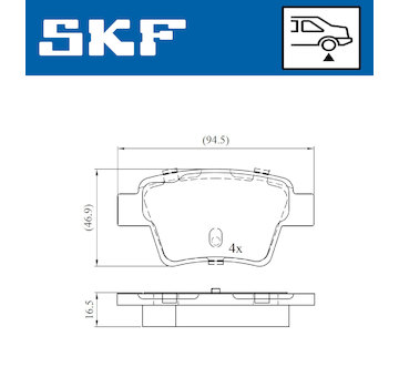 Sada brzdových destiček, kotoučová brzda SKF VKBP 90172