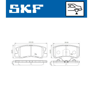 Sada brzdových destiček, kotoučová brzda SKF VKBP 90222