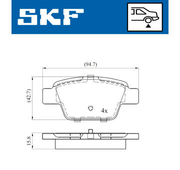 Sada brzdových destiček, kotoučová brzda SKF VKBP 90315