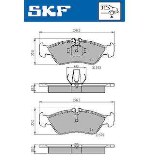 Sada brzdových destiček, kotoučová brzda SKF VKBP 90362