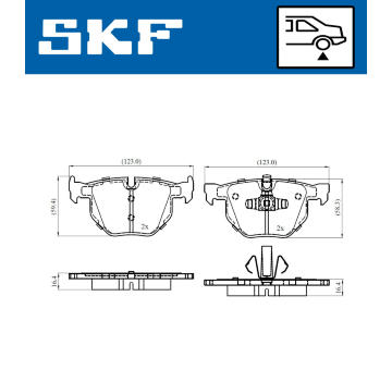 Sada brzdových destiček, kotoučová brzda SKF VKBP 90372