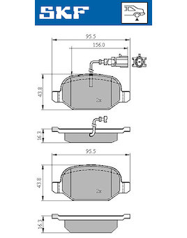 Sada brzdových destiček, kotoučová brzda SKF VKBP 90398 E