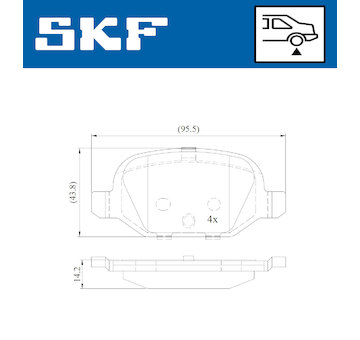 Sada brzdových destiček, kotoučová brzda SKF VKBP 90414