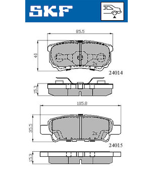 Sada brzdových destiček, kotoučová brzda SKF VKBP 90416 A