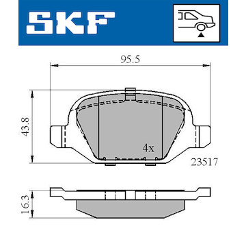 Sada brzdových destiček, kotoučová brzda SKF VKBP 90472