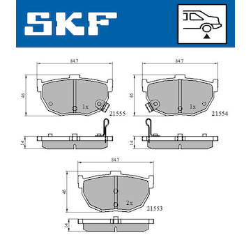 Sada brzdových destiček, kotoučová brzda SKF VKBP 90483 A