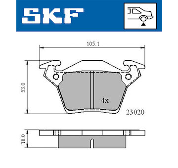 Sada brzdových destiček, kotoučová brzda SKF VKBP 90568