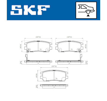 Sada brzdových destiček, kotoučová brzda SKF VKBP 90571 A