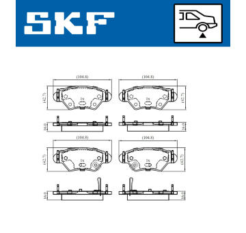 Sada brzdových destiček, kotoučová brzda SKF VKBP 90806 A