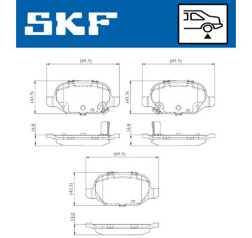 Sada brzdových destiček, kotoučová brzda SKF VKBP 90808 A