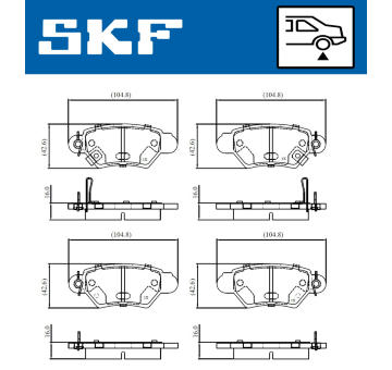 Sada brzdových destiček, kotoučová brzda SKF VKBP 90894 A