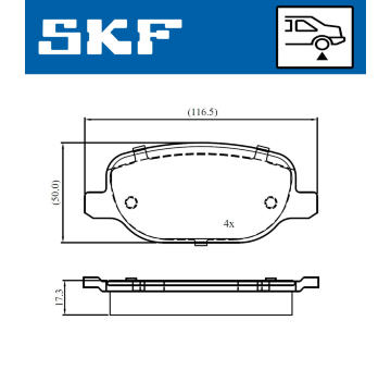 Sada brzdových destiček, kotoučová brzda SKF VKBP 90972