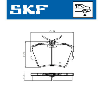 Sada brzdových destiček, kotoučová brzda SKF VKBP 90983