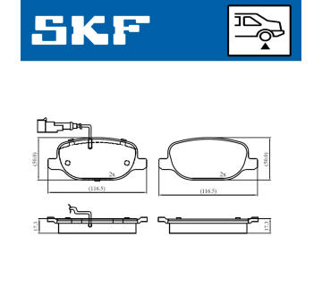 Sada brzdových destiček, kotoučová brzda SKF VKBP 91046 E