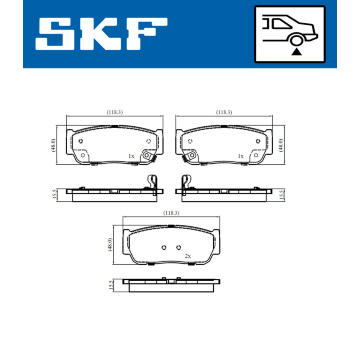 Sada brzdových destiček, kotoučová brzda SKF VKBP 91082 A