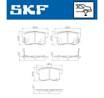 Sada brzdových destiček, kotoučová brzda SKF VKBP 91112 A