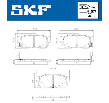 Sada brzdových destiček, kotoučová brzda SKF VKBP 91145 A