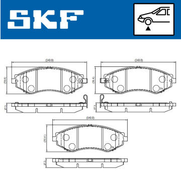 Sada brzdových destiček, kotoučová brzda SKF VKBP 80570 A