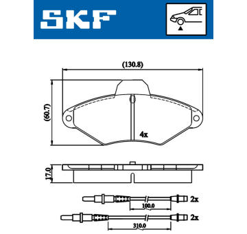 Sada brzdových destiček, kotoučová brzda SKF VKBP 80601 E