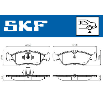 Sada brzdových destiček, kotoučová brzda SKF VKBP 90362