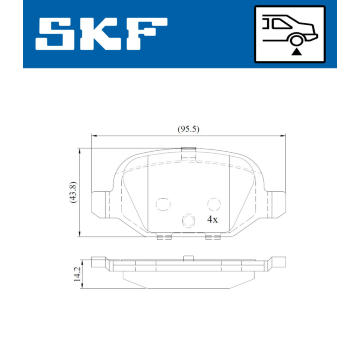 Sada brzdových destiček, kotoučová brzda SKF VKBP 90414