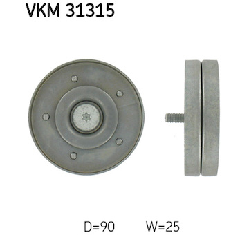 Vratná/vodicí kladka, klínový žebrový řemen SKF VKM 31315