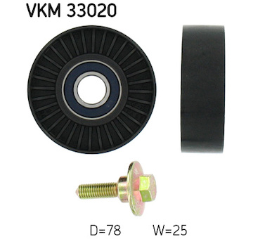 Vratná/vodicí kladka, klínový žebrový řemen SKF VKM 33020