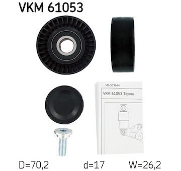 Vratná/vodicí kladka, klínový žebrový řemen SKF VKM 61053