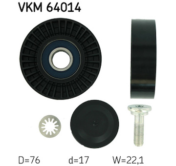 Vratna/vodici kladka, klinovy zebrovy remen SKF VKM 64014