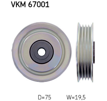 Vratná/vodicí kladka, klínový žebrový řemen SKF VKM 67001
