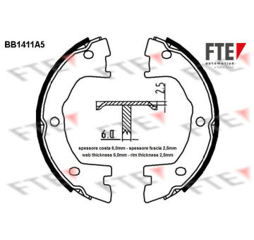 Sada brzdových čelistí, parkovací brzda FTE 9100144