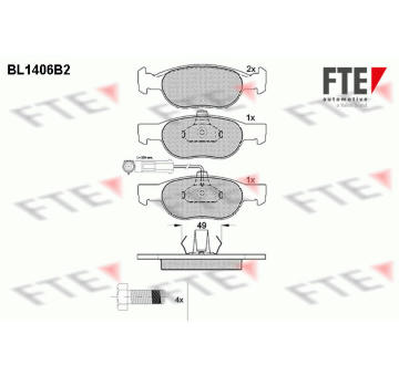 Sada brzdových destiček, kotoučová brzda FTE 9010181