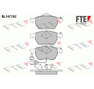 Sada brzdových destiček, kotoučová brzda FTE BL1477A2