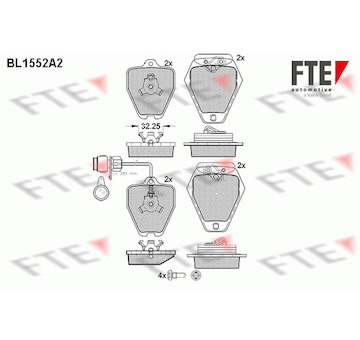 Sada brzdových destiček, kotoučová brzda FTE BL1552A2