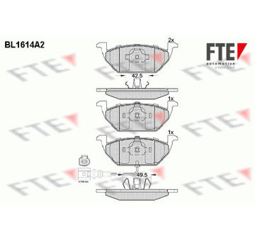 Sada brzdových destiček, kotoučová brzda FTE BL1614A2