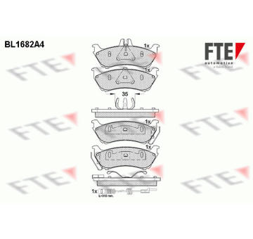 Sada brzdových destiček, kotoučová brzda FTE 9010292
