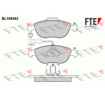 Sada brzdových destiček, kotoučová brzda FTE 9010304