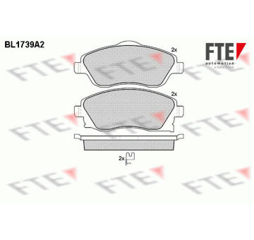 Sada brzdových destiček, kotoučová brzda FTE BL1739A2