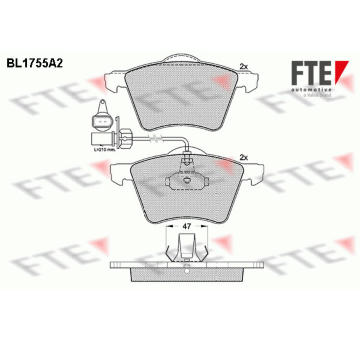 Sada brzdových destiček, kotoučová brzda FTE 9010336