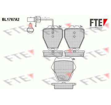 Sada brzdových destiček, kotoučová brzda FTE 9010337