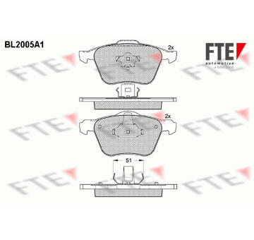 Sada brzdových destiček, kotoučová brzda FTE 9010590