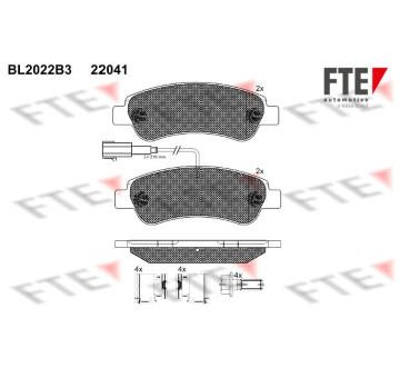 Sada brzdových destiček, kotoučová brzda FTE BL2022B3