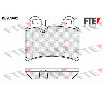 Sada brzdových destiček, kotoučová brzda FTE 9010621