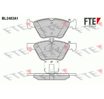 Sada brzdových destiček, kotoučová brzda FTE BL2402A1